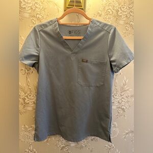 Figs Dusty Blue Catarina Top XS